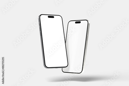 flaying smartphone mockup front view angle blank photo