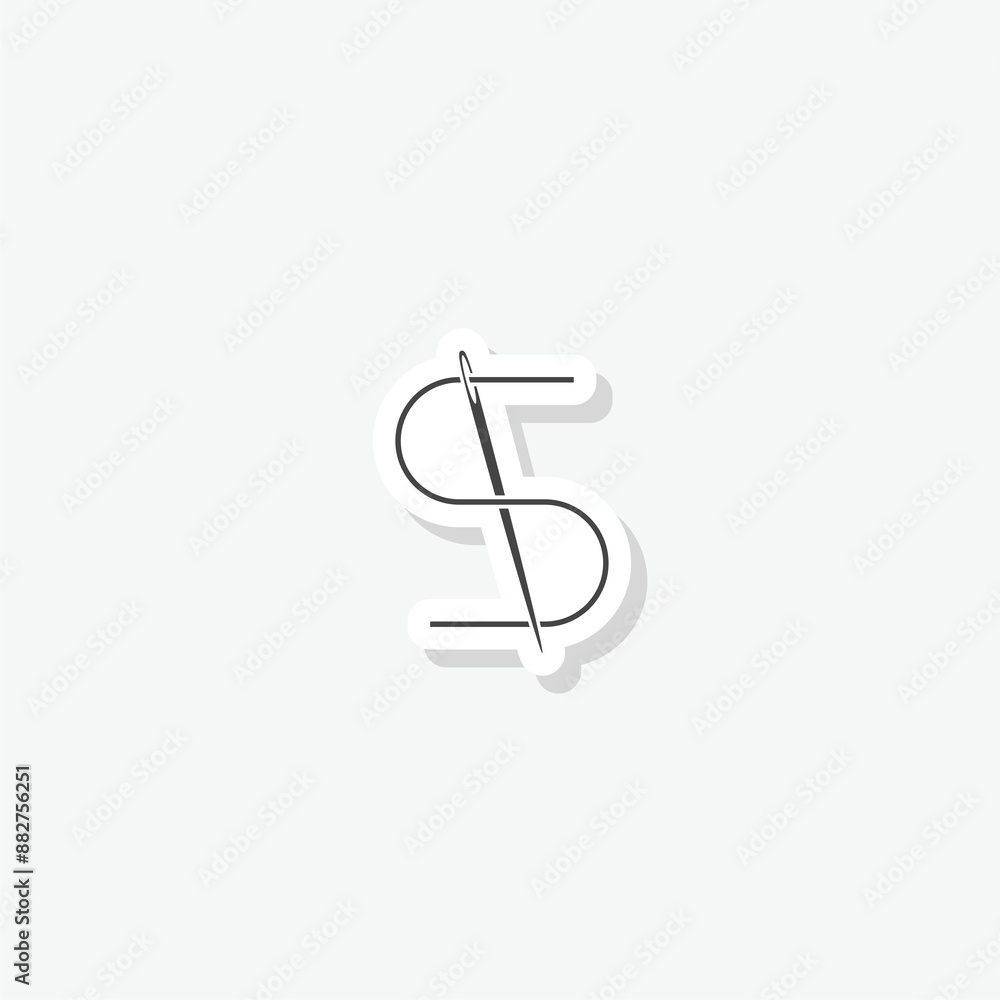 Needle with thread icon. Sewing needle logo sticker isolated on gray background Needle with thread icon. Sewing needle logo sticker isolated on gray background