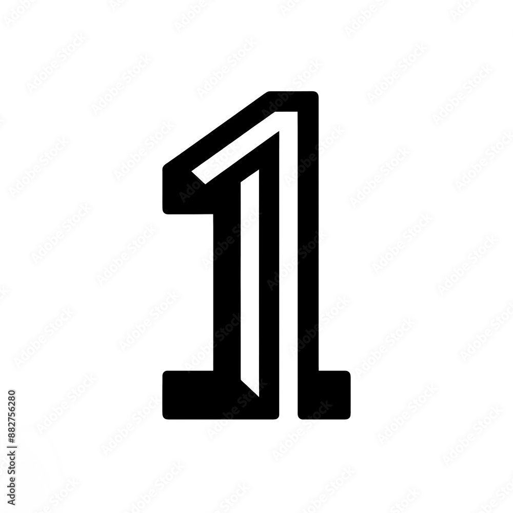 Isolated black and white symbolic vector illustration of Arabic numeral number one on white background. Isolated black and white symbolic vector illustration of Arabic numeral number one on white background.