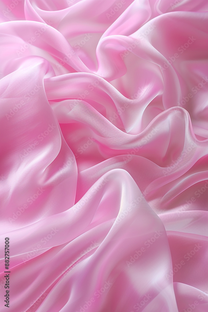 Obraz premium Close-up of smooth, pink satin fabric with elegant folds and a soft texture, ideal for backgrounds or fashion concepts.