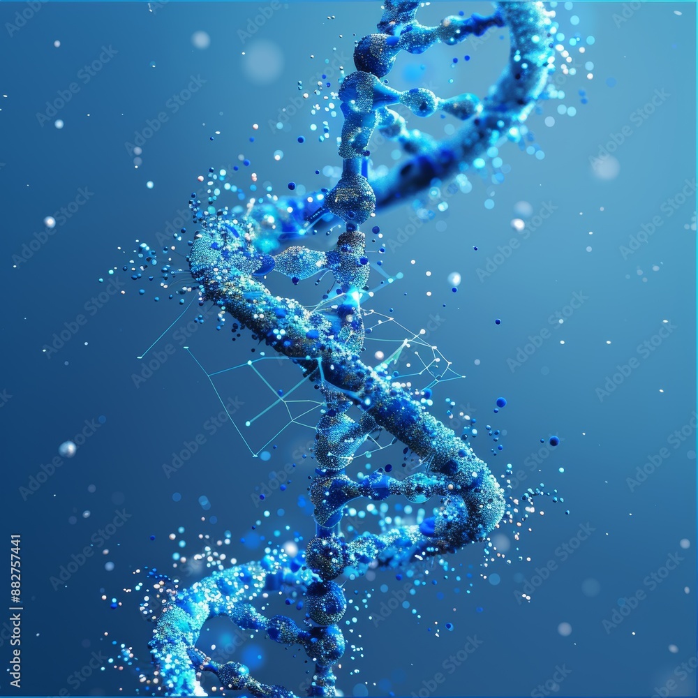 A 3D icon of a DNA strand with interconnected nucleotides, symbolizing genetic connections and biological information. The design is scientific and precise, ideal for projects related to genetics or A 3D icon of a DNA strand with interconnected nucleotides, symbolizing genetic connections and biological information. The design is scientific and precise, ideal for projects related to genetics or