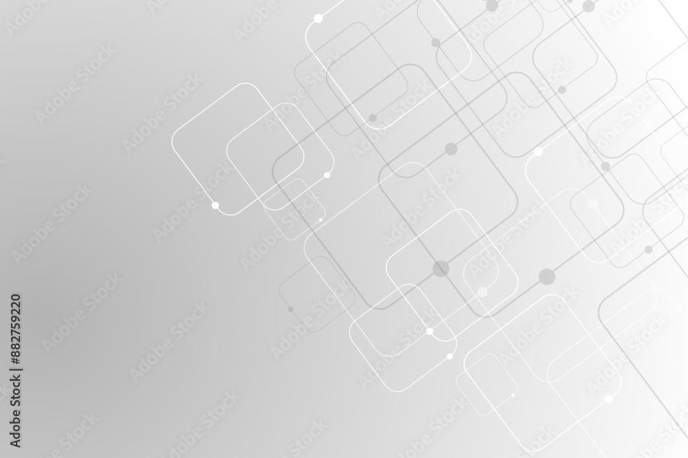 Obraz premium Vector background abstract technology communication data Science. Grey graphic background dots with connections technologies and sharing data as abstract concept.