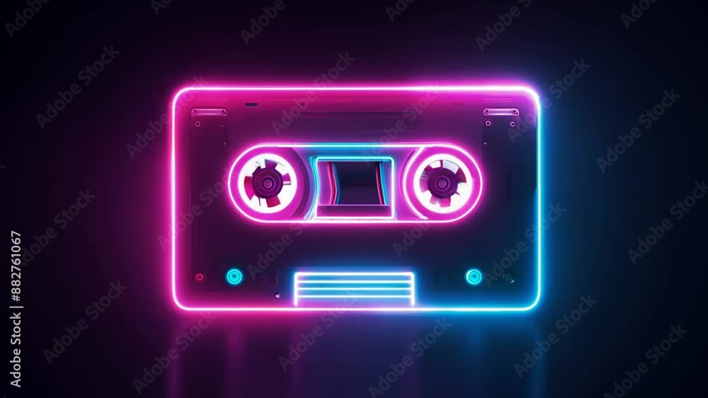 Neon Audio Cassette Generative AI Neon Audio Cassette Generative AI