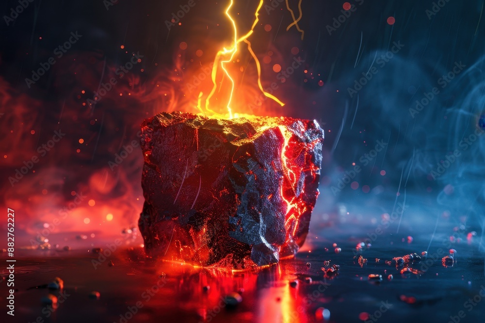 A rock with a fire on top of it A rock with a fire on top of it