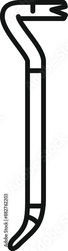 Black outline icon representing a crowbar, a tool used in construction for pulling nails or prying apart objects