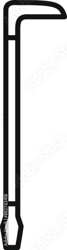 Minimalist line art icon of a crowbar standing up, perfect for construction or diy projects