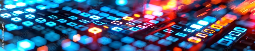 abstract blurred background with blue, red and orange lights. abstract blurred background with blue, red and orange lights.