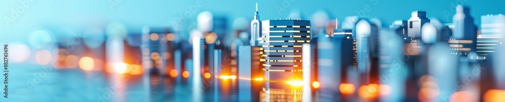 Obraz premium abstract cityscape - modern architecture with bokeh lights.