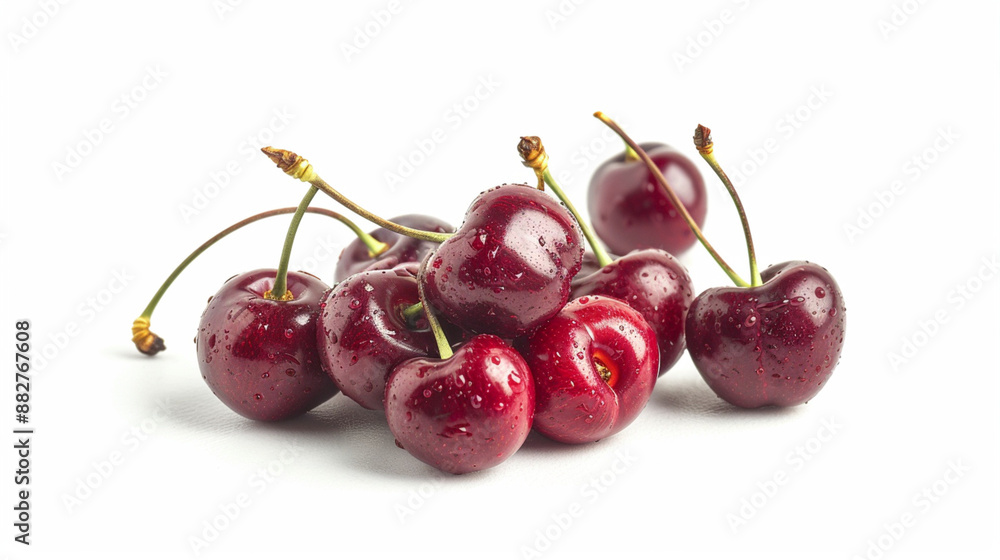 Cherries on white background. Cherries isolated on white. Cherries on white background. Cherries isolated on white.