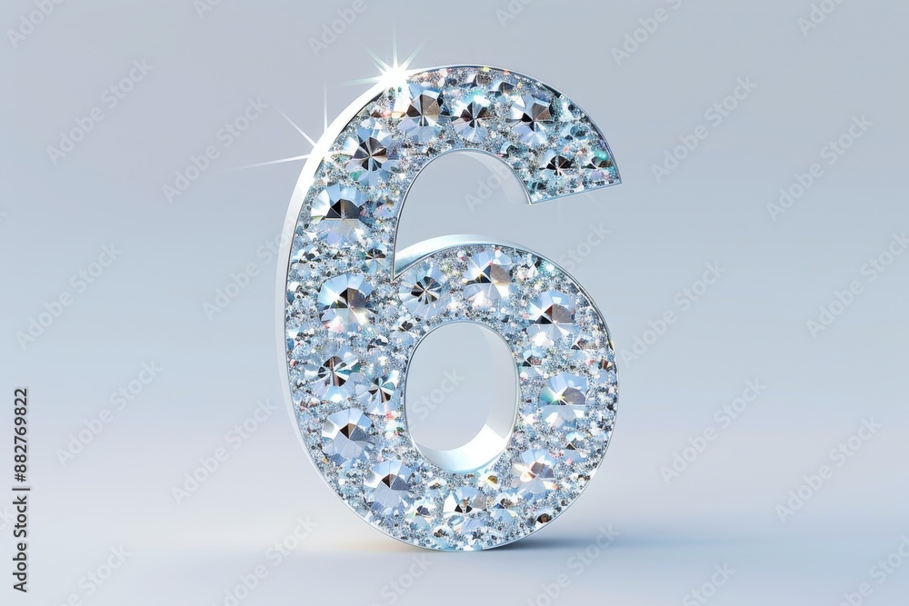 A close up of the number six with diamonds on it A close up of the number six with diamonds on it