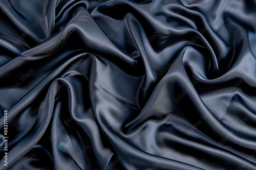 Obraz premium Luxurious blue silk fabric with smooth texture and glossy finish, ideal for fashion, interior design, and elegant textiles.