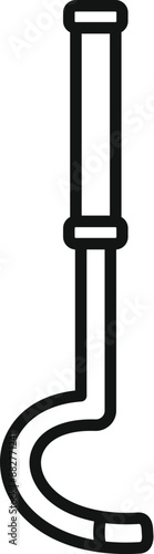 Simple black line icon of a crowbar, a tool used in construction and demolition for prying and leverage