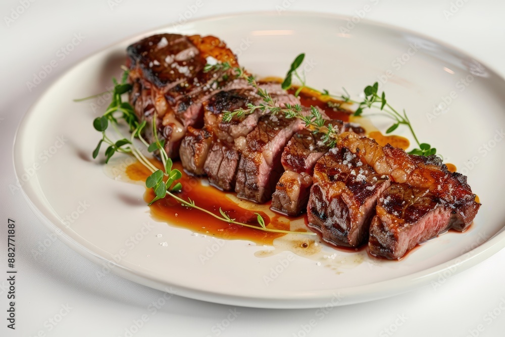 Dry Aged Chimney Porterhouse with Vibrant Microgreens and Jus Dry Aged Chimney Porterhouse with Vibrant Microgreens and Jus