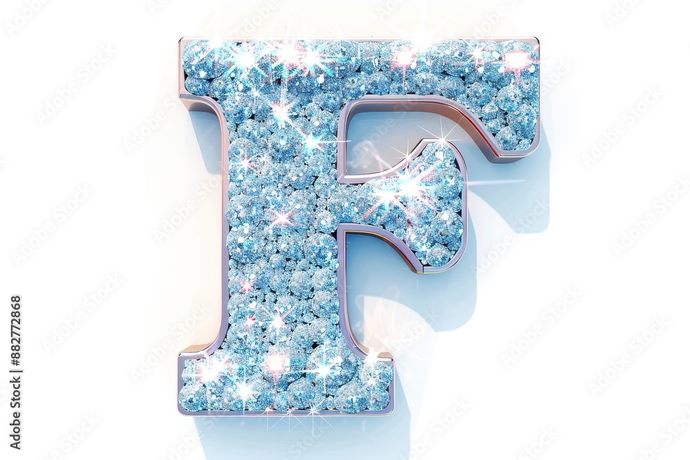 The letter F is made of diamonds and is on a white background The letter F is made of diamonds and is on a white background