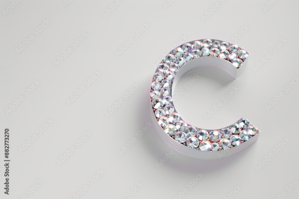 The letter C is made of ice and has a diamond-like appearance The letter C is made of ice and has a diamond-like appearance