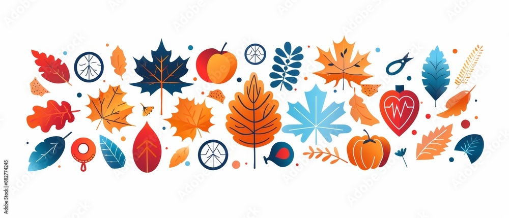 Colorful autumn leaves and elements collection. Colorful autumn leaves and elements collection.
