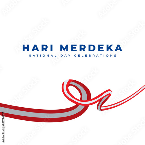 Malaysia Merdeka flag element. Ribbon flags of Malaysia. 