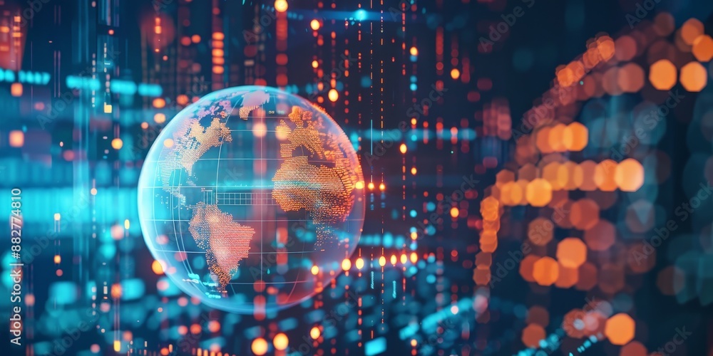 Obraz premium Digital Globe Connecting the World Through Technology