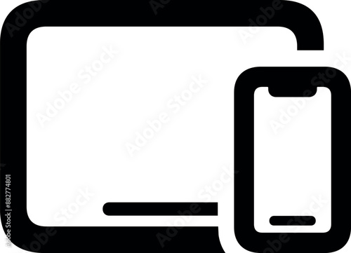Electronic devices with tablet and mobile phone flat vector icon for apps and websites
