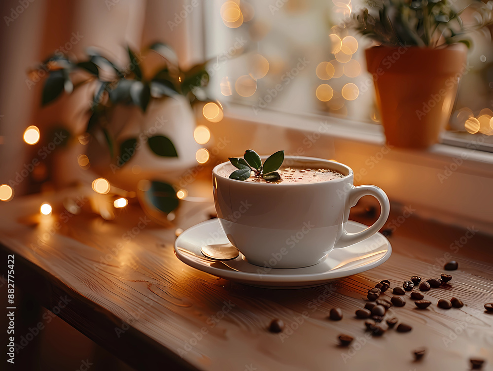 cup of coffee with christmas decorations cup of coffee with christmas decorations