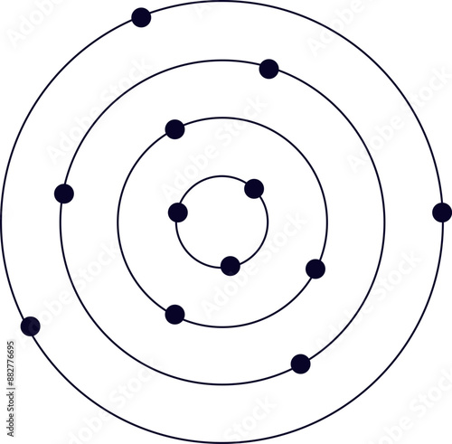 Atom simple thin line icon vector illustration. Atomic science, planet revolving around