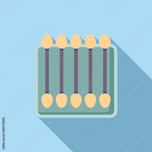 Five cotton buds in a light blue box are shown, emphasizing the importance of ear hygiene