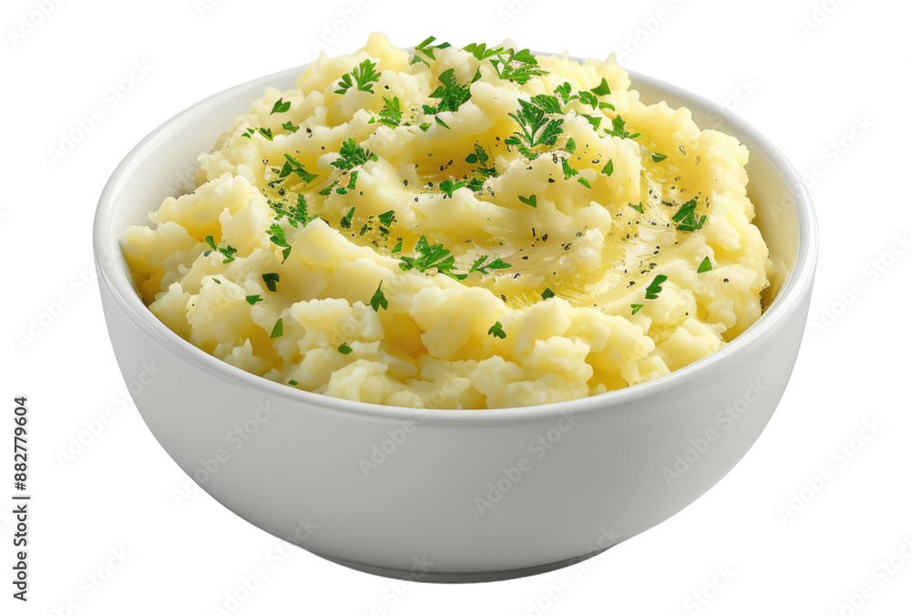 Photo of a bowl of creamy mashed potatoes isolated on transparent background Photo of a bowl of creamy mashed potatoes isolated on transparent background