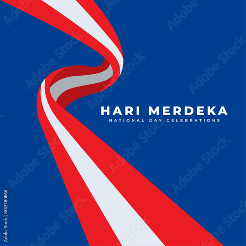 Malaysia Merdeka flag element. Ribbon flags of Malaysia. 