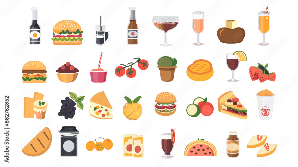 Food & drinks flat icons set Food & drinks flat icons set