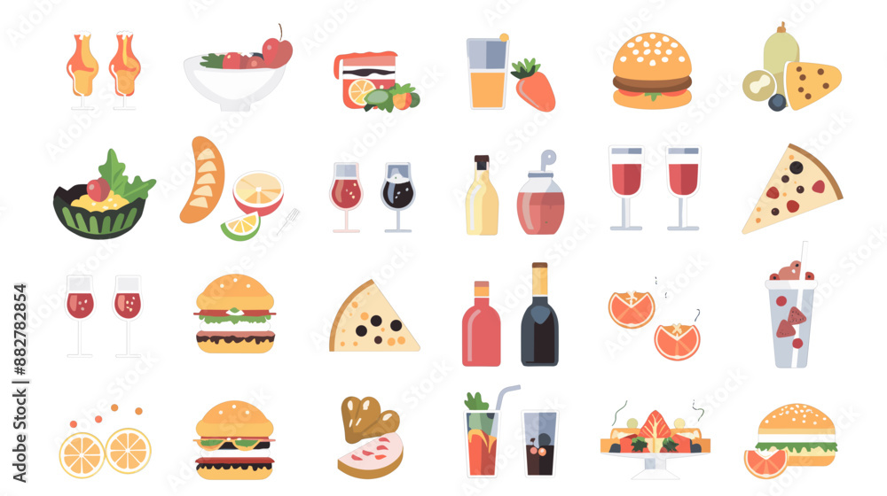 Food & drinks flat icons set Food & drinks flat icons set