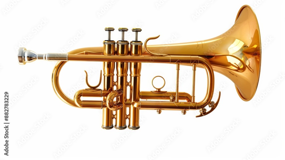 Obraz premium Golden Trumpet on White Background