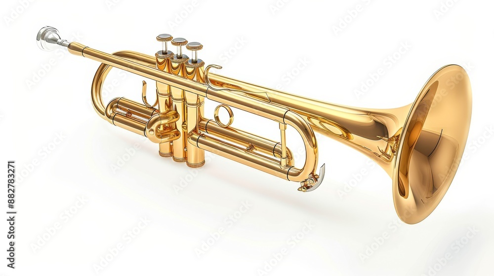 Obraz premium Close-Up of a Trumpet on a White Background