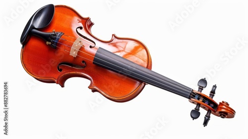 Elegant Violin With Black Bow on White Background