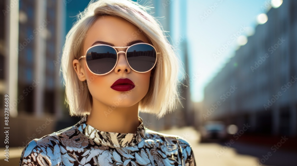 Blonde Woman Focus on a woman with blonde hair and sunglasses on her head. Blonde Woman Focus on a woman with blonde hair and sunglasses on her head.