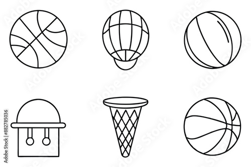 Basketball line art fast-paced game highlights illustration