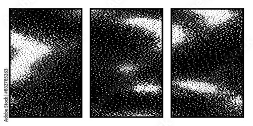 Set of 3 Abstract black and white pattern. For use in graphics. Minimalist illustration for printing on wall decorations