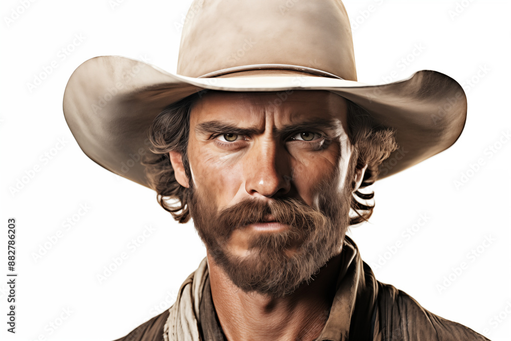 Cowboy on a white background. History of america. History of cowboys, first ranch. Farmer Australia. Portrait of a cowboy.
Cowboy on a white background. History of america. History of cowboys, first ranch. Farmer Australia. Portrait of a cowboy.