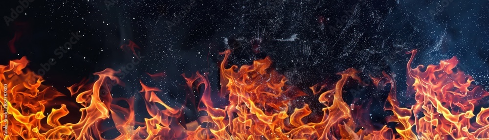 Blazing Fire with Glowing Particles on a Dark Background Blazing Fire with Glowing Particles on a Dark Background