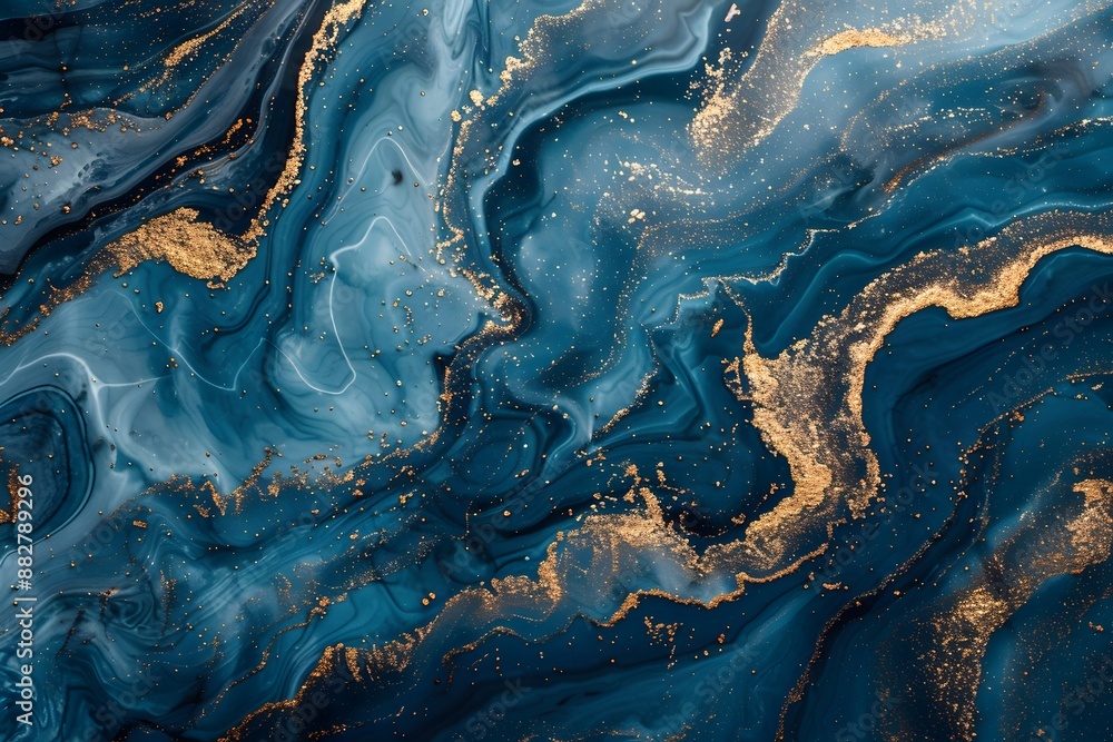 Abstract Blue and Gold Marble Texture Art Abstract Blue and Gold Marble Texture Art