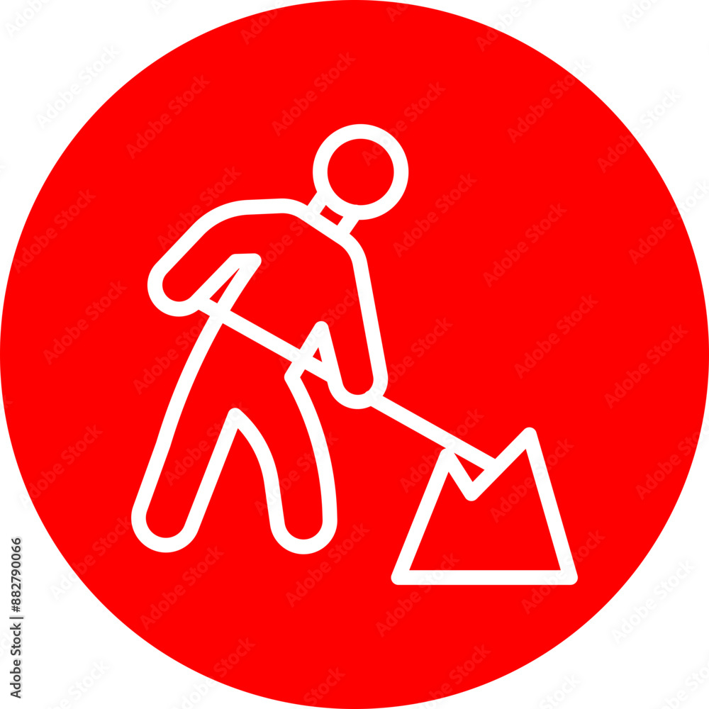 Roadworks Vector Line White Circle Red Roadworks Vector Line White Circle Red