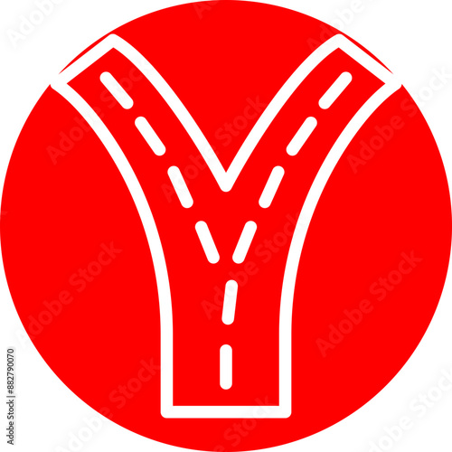 Road Split Vector Line White Circle Red