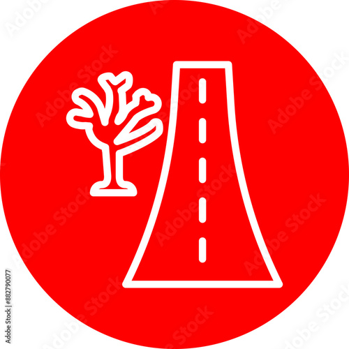 Roadside Vector Line White Circle Red