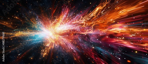 Abstract Space Explosion With Streaks of Red, Orange, and Blue Light