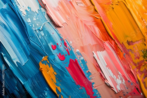 Vibrant Abstract Oil Painting with Bold Brush Strokes