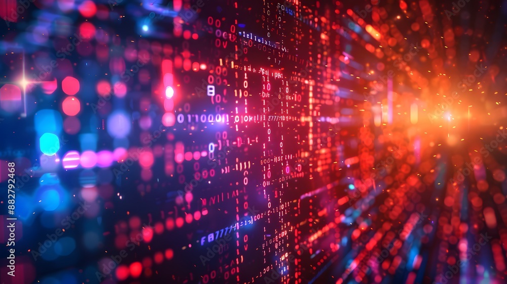Vibrant Digital Matrix with Binary Code and Light Effects Vibrant Digital Matrix with Binary Code and Light Effects