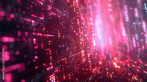 Futuristic Digital Matrix with Glowing Pink and Red Lights © Valentin