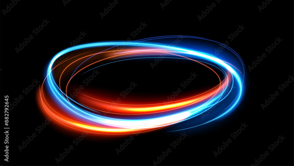 Colorful Circular Light Trails, Long Time Exposure Motion Blur Effect, Vector Illustration Colorful Circular Light Trails, Long Time Exposure Motion Blur Effect, Vector Illustration
