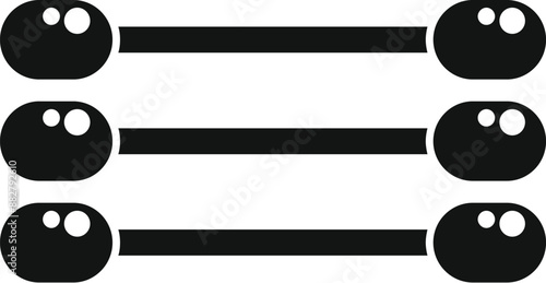 Simple icon of three cotton buds lying horizontally, representing a common hygiene product