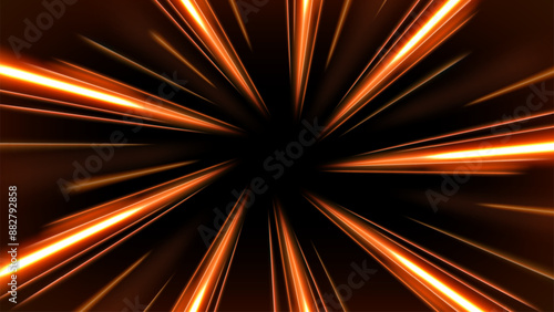 Gold Rays Zoom in Motion Effect, Swirl Light Color Trails, Vector Illustration