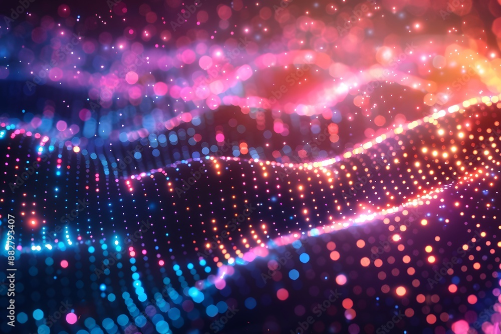 Obraz premium Vibrant Abstract Digital Wave with Colorful Light Particles